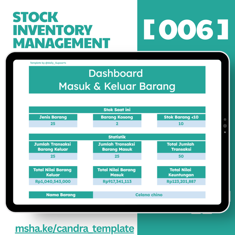 Highlight image for [006] Stock Inventory Management Google Sheets Template by @Daily_Supports