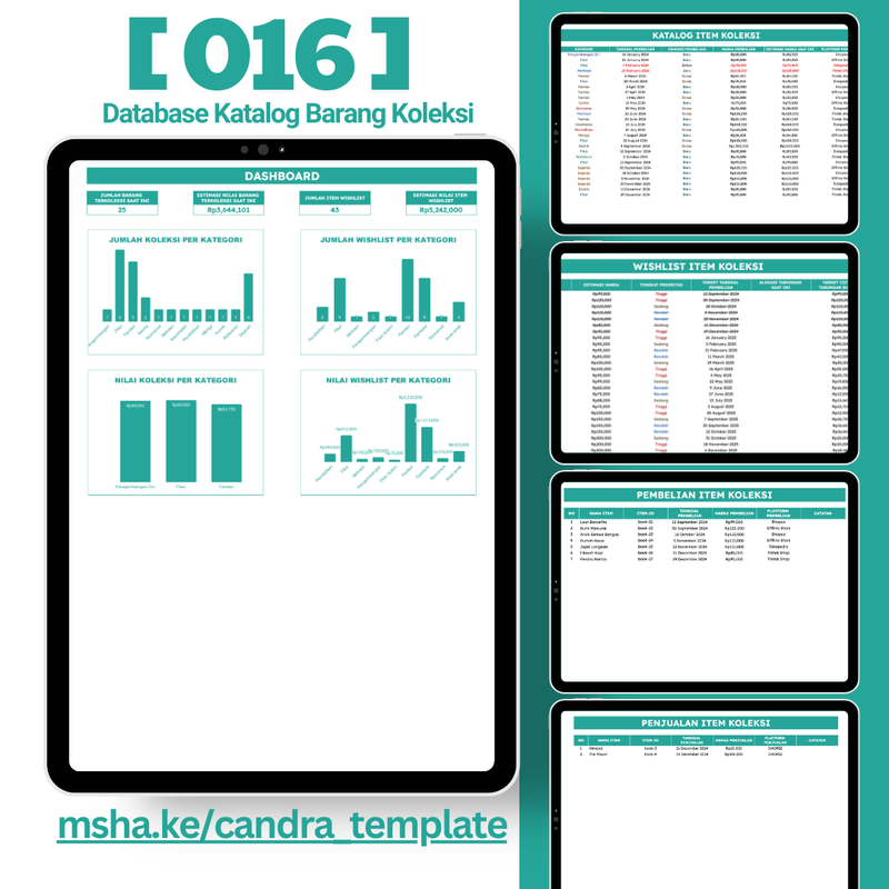 Highlight image 1 for [016] Database Katalog Barang Koleksi - Google Sheets Template by @Daily_Supports