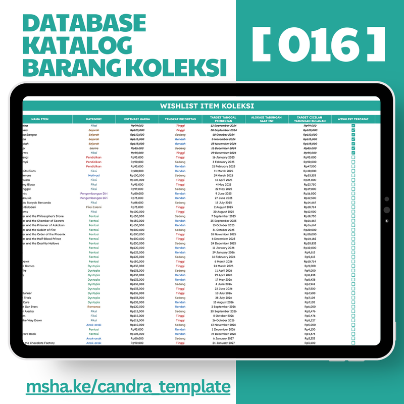 Highlight image 4 for [016] Database Katalog Barang Koleksi - Google Sheets Template by @Daily_Supports