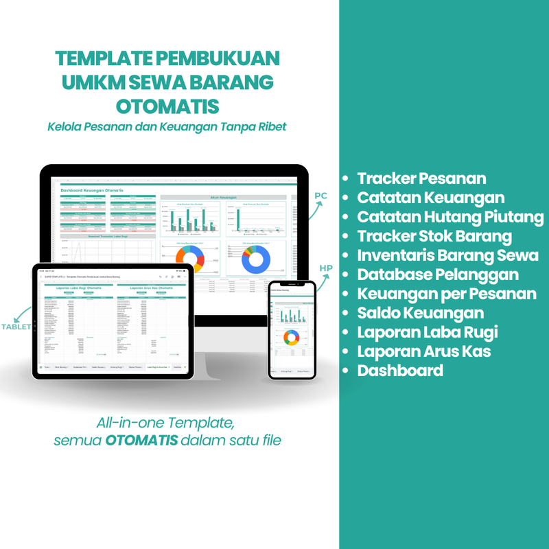 Template Otomatis Pembukuan Usaha  Sewa di Google Sheets
