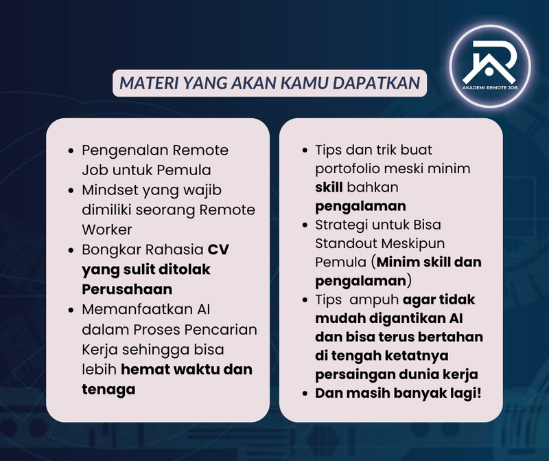 Highlight image 2 for [REKAMAN & PDF MATERI] Mulai Karir Remote Working by Akademi Remote Job