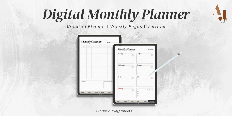 Highlight image for Digital Monthly Planner - Vertical [FREE]