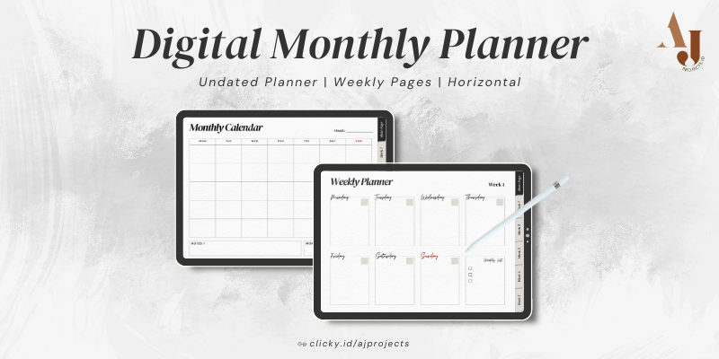 Highlight image 1 for Digital Monthly Planner - Horizontal [FREE]