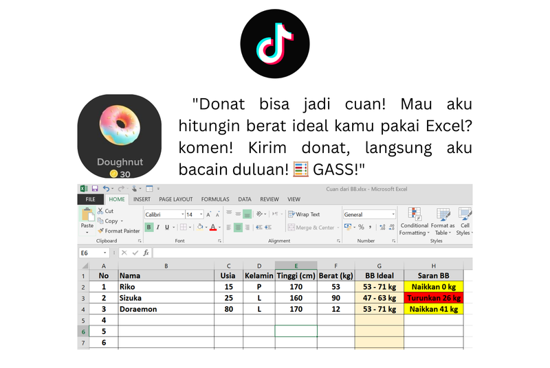 Highlight image 1 for 🎯 Excel BB Ideal – Cek Berat Badan Ideal Kamu Sekejap!