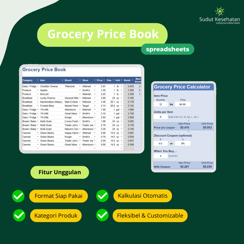 Grocery Price Book by Sudut Kesehatan