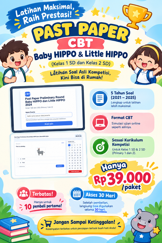 Highlight image for Past Paper CBT English dari Past Paper HIPPO (Kelas 1 SD sampai Kelas 4 SD)
