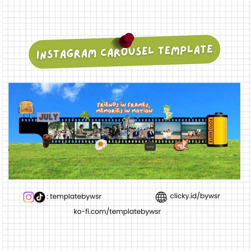 [FREE] Scrapbook carousel template: film roll-3 slides | Clicky