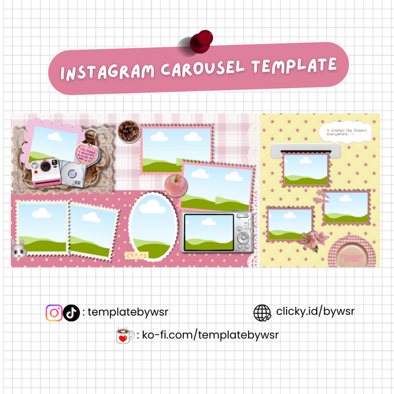 Highlight image for [FOR SALE] Scrapbook carousel template: 3 slides-wicker basket