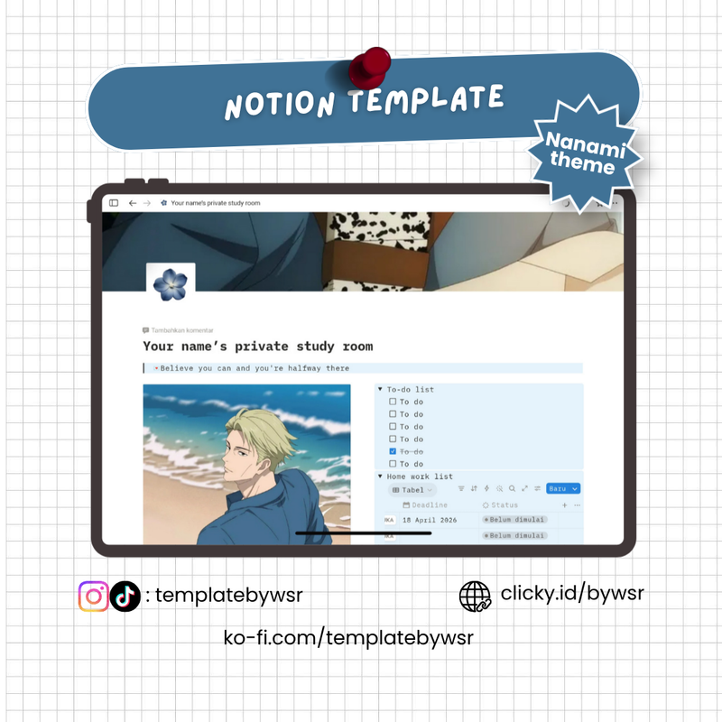 Highlight image for [FREE] Notion template: Your name's private study room (Nanami theme)