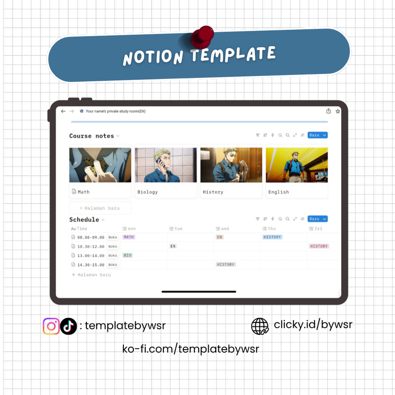 Highlight image for [FREE] Notion template: Your name's private study room (Nanami theme)