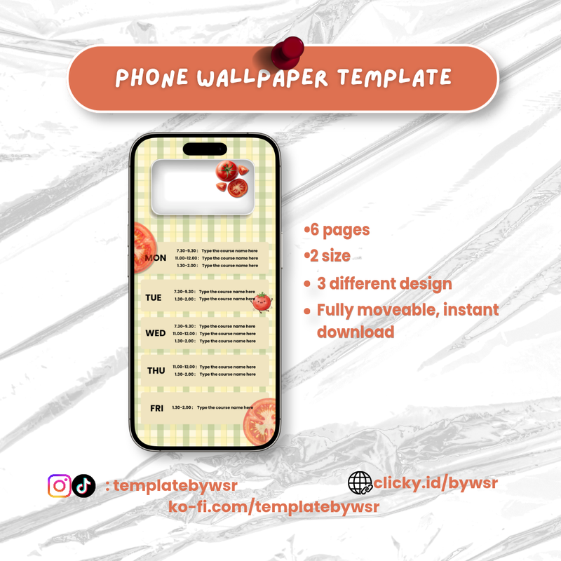 Highlight image for [SALE] Phone wallpaper template: Tomato schedule- bundle 3in1