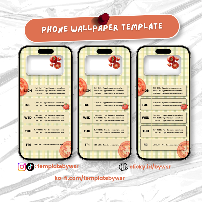 Highlight image for [SALE] Phone wallpaper template: Tomato schedule- bundle 3in1