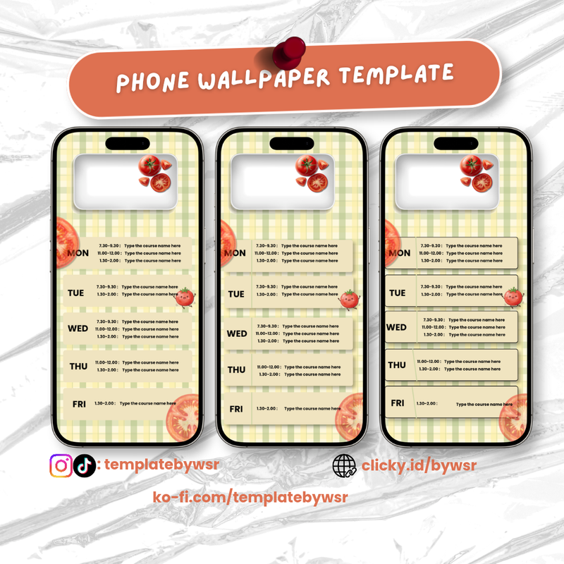 Highlight image for [SALE] Phone wallpaper template: Tomato schedule- bundle 3in1