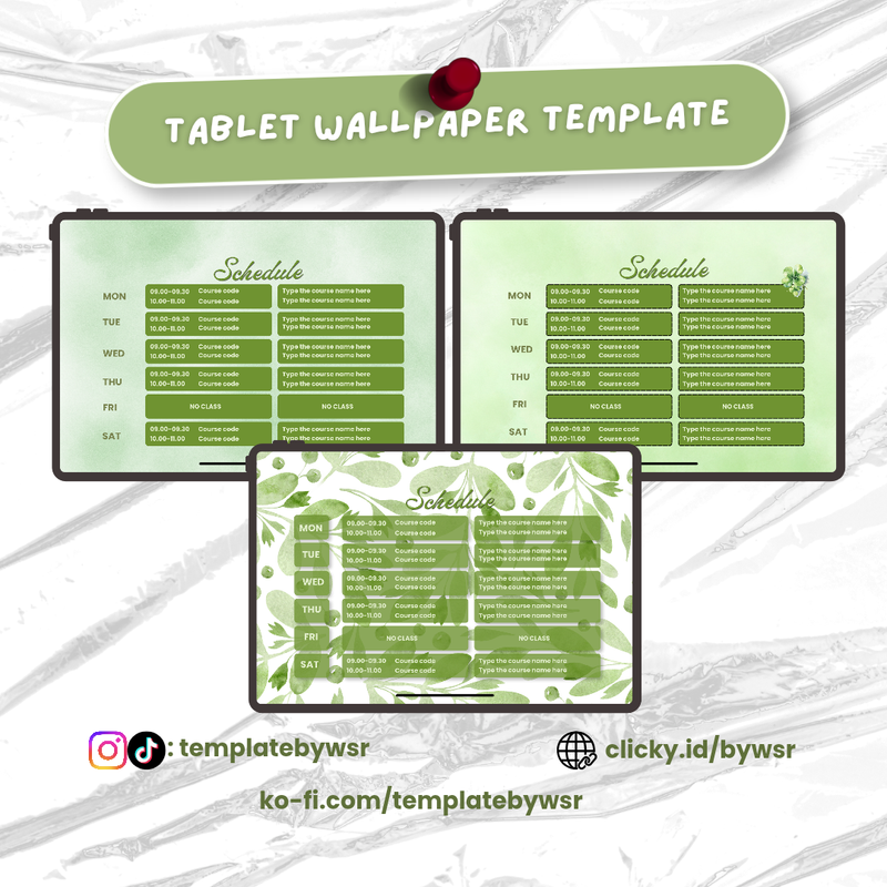 Highlight image for [FREE] Tablet wallpaper template: Green schedule background- bundle 3in1