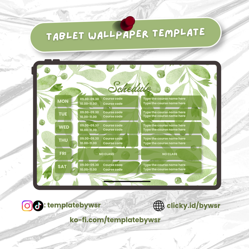 Highlight image for [FREE] Tablet wallpaper template: Green schedule background- bundle 3in1