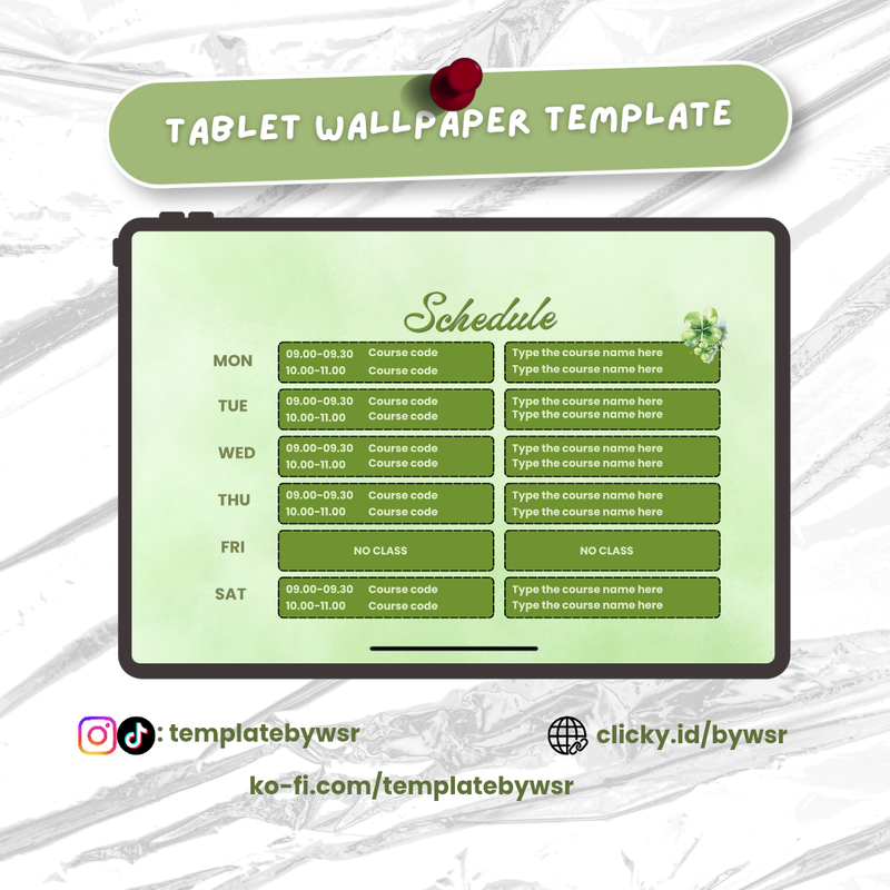 Highlight image for [FREE] Tablet wallpaper template: Green schedule background- bundle 3in1