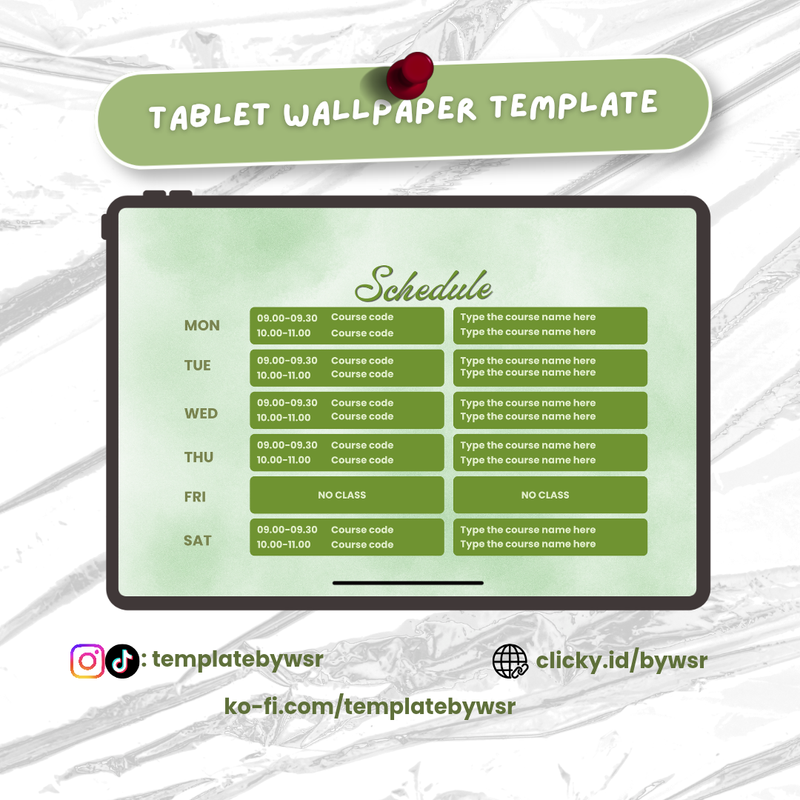 Highlight image for [FREE] Tablet wallpaper template: Green schedule background- bundle 3in1