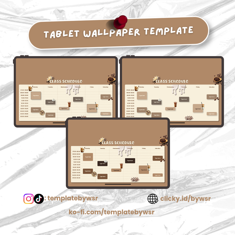 Highlight image for [SALE] Tablet wallpaper template: Schedule ice vanilla latte- bundle 3in1