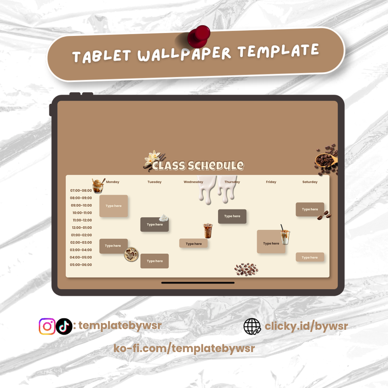 Highlight image for [SALE] Tablet wallpaper template: Schedule ice vanilla latte- bundle 3in1