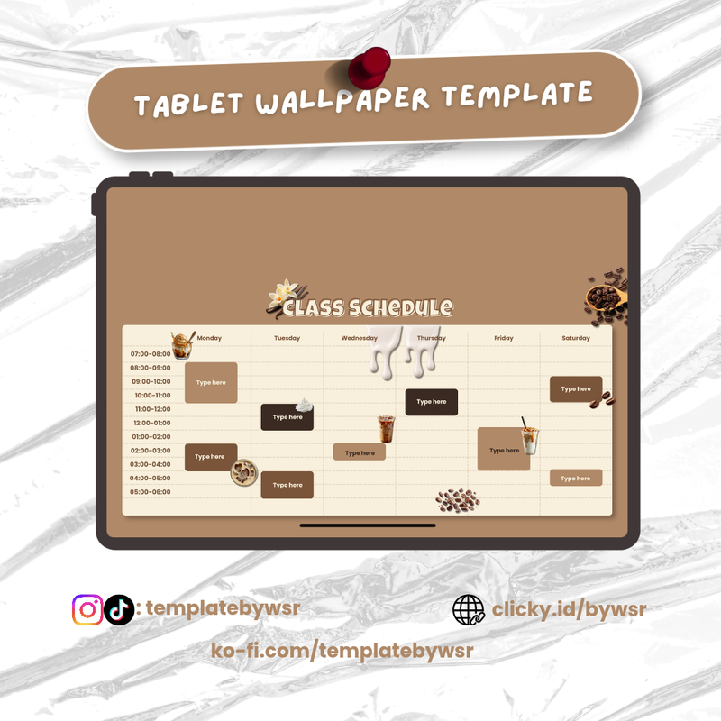 Highlight image for [SALE] Tablet wallpaper template: Schedule ice vanilla latte- bundle 3in1