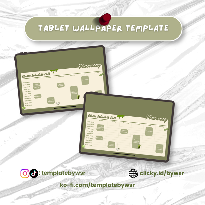 Highlight image for [FREE] Tablet wallpaper template: Schedule matcha vanilla