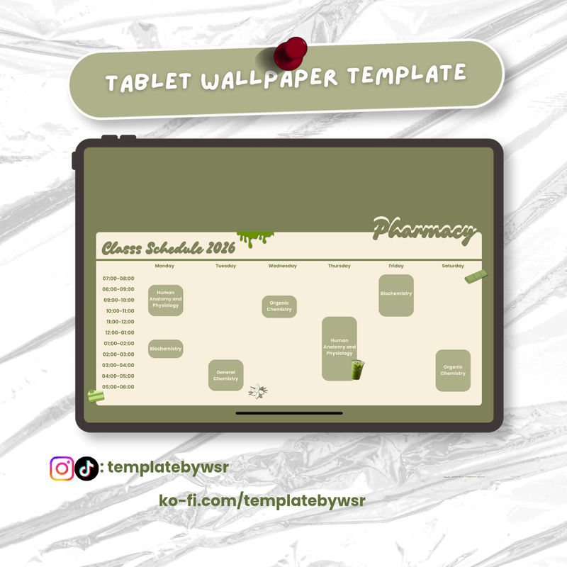 Highlight image for [FREE] Tablet wallpaper template: Schedule matcha vanilla