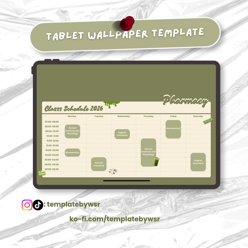 Highlight image for [FREE] Tablet wallpaper template: Schedule matcha vanilla