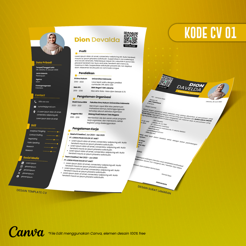 Highlight image for Template CV dan Surat Lamaran Kode 01