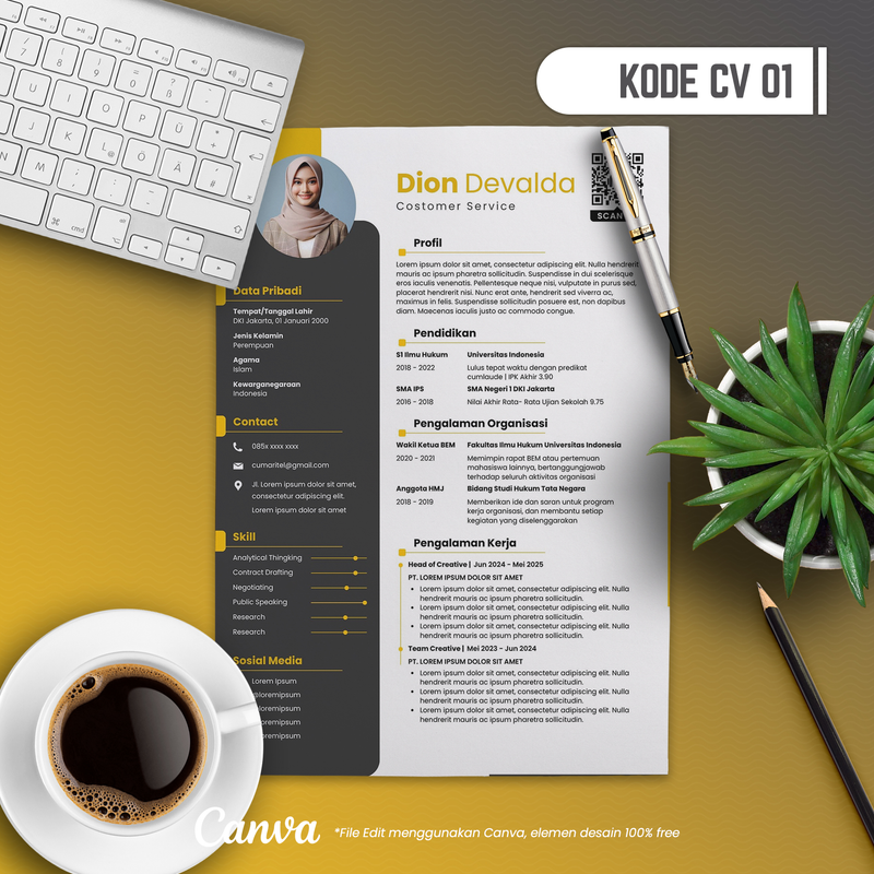 Highlight image for Template CV dan Surat Lamaran Kode 01