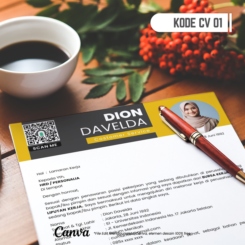 Highlight image for Template CV dan Surat Lamaran Kode 01
