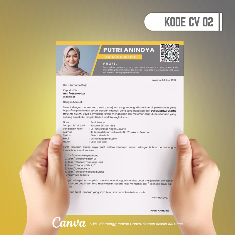 Highlight image for Template CV dan Surat Lamaran Kode 02