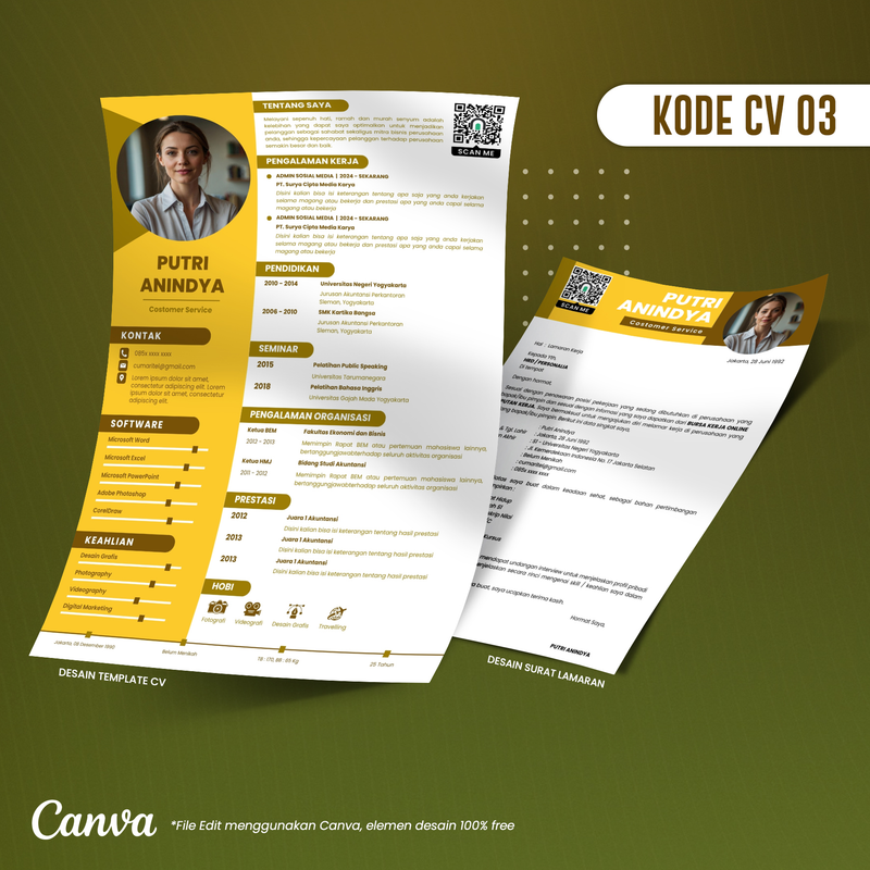 Highlight image for Template CV dan Surat Lamaran Kode 03