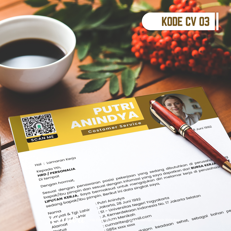 Highlight image for Template CV dan Surat Lamaran Kode 03