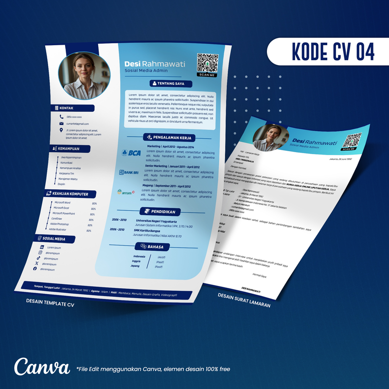 Highlight image for Template CV dan Surat Lamaran Kode 04