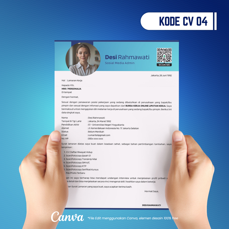 Highlight image for Template CV dan Surat Lamaran Kode 04