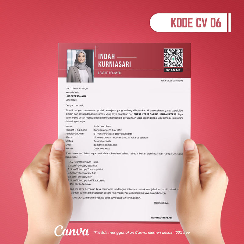 Highlight image for Template CV dan Surat Lamaran Kode 06