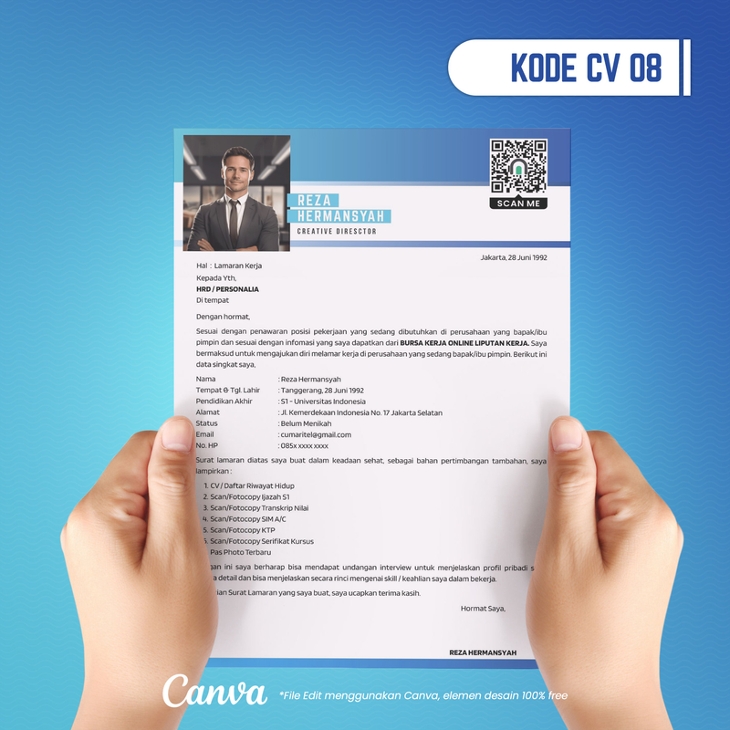 Highlight image for Template CV dan Surat Lamaran Kode 08