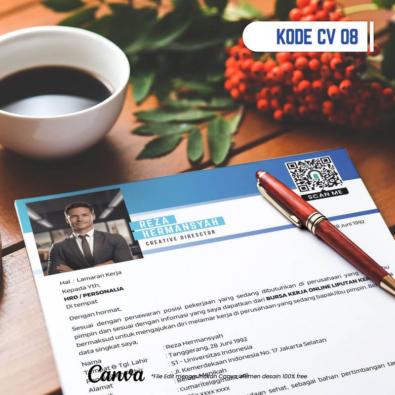 Highlight image for Template CV dan Surat Lamaran Kode 08