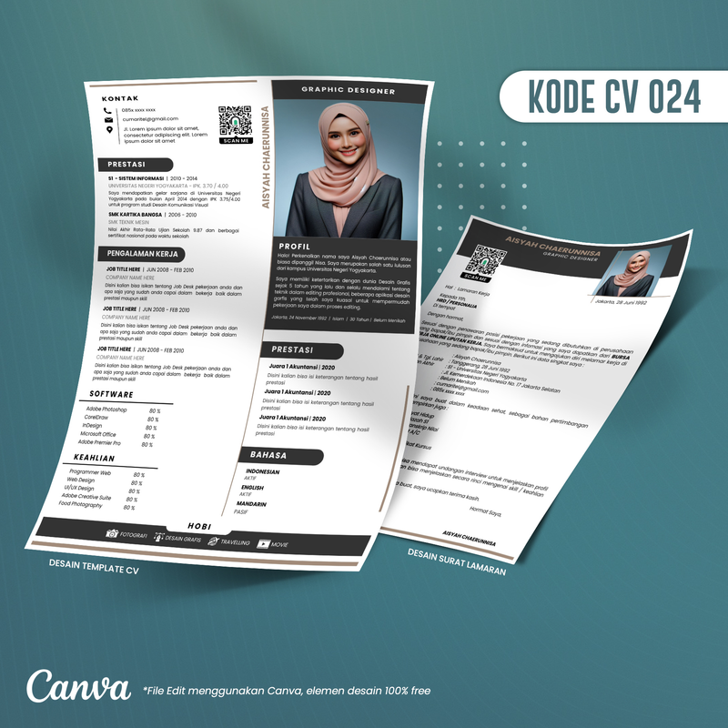 Highlight image 1 for Template CV dan Surat Lamaran Kode 024