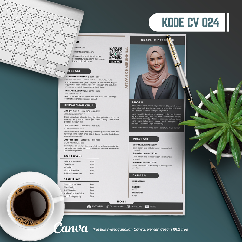 Highlight image 2 for Template CV dan Surat Lamaran Kode 024