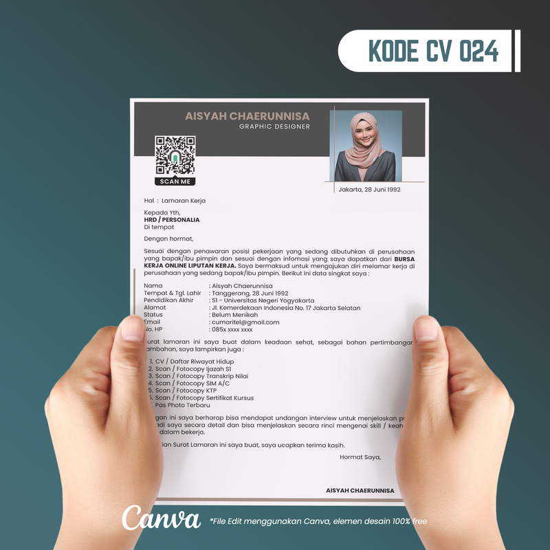 Highlight image 3 for Template CV dan Surat Lamaran Kode 024