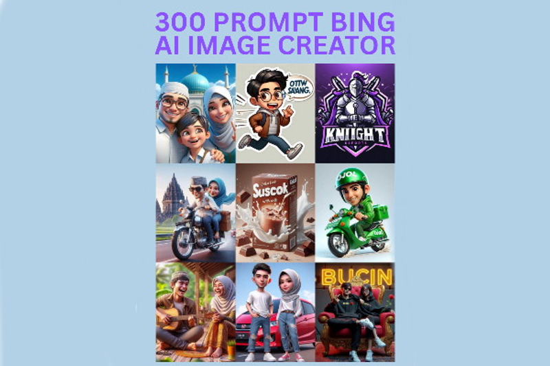 Highlight image 1 for 300 Prompt Bing AI Image Visual Creator Bahasa Indonesia (Brand, Logo, Karikatur)