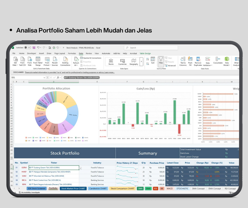 Highlight image for Analisa Portfolio Saham - Excel Template