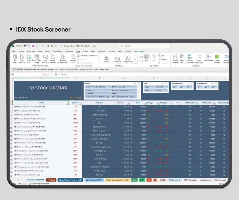 Highlight image for Analisa Portfolio Saham - Excel Template