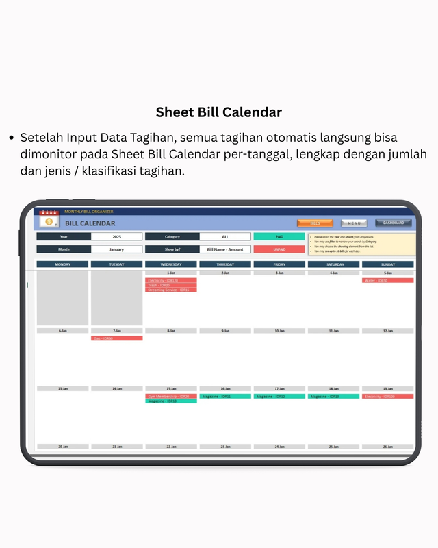 Highlight image for Monthly Bills Organizer - Excel Template