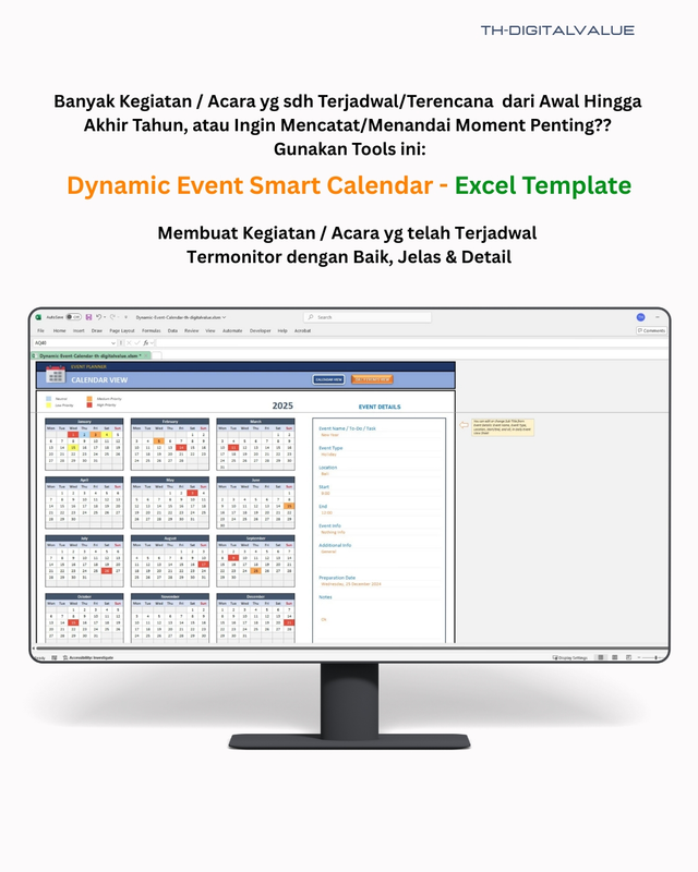 Highlight image for Dynamic Event Smart Calendar - Excel Template