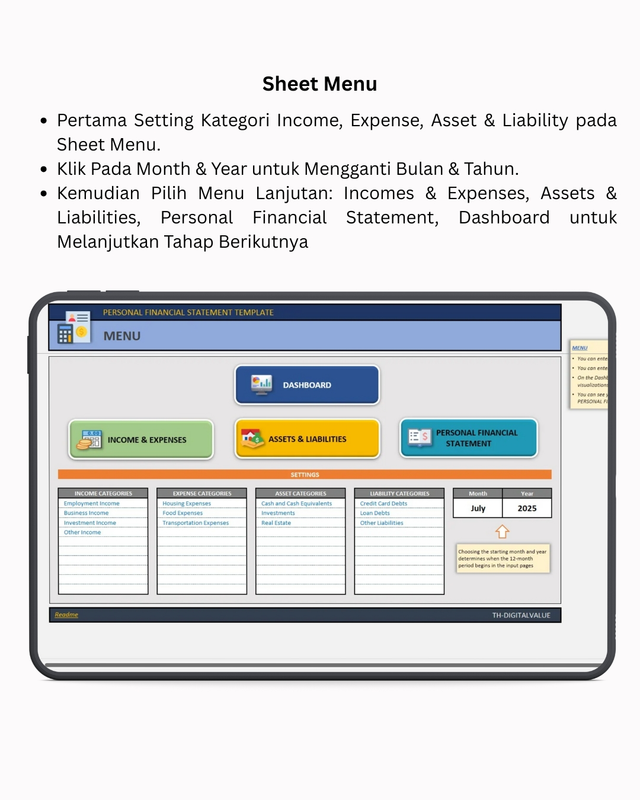 Highlight image 2 for Personal Financial Statement - Excel Template