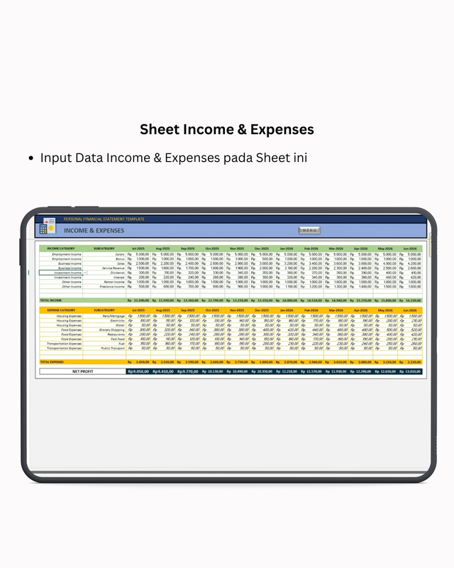 Highlight image 3 for Personal Financial Statement - Excel Template