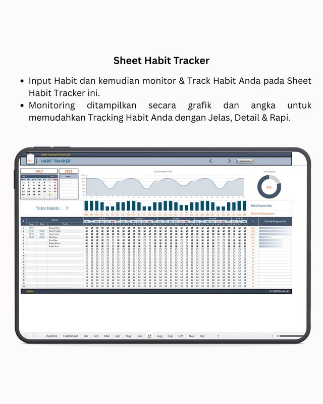Highlight image 3 for Habit Tracker  -  Excel Template