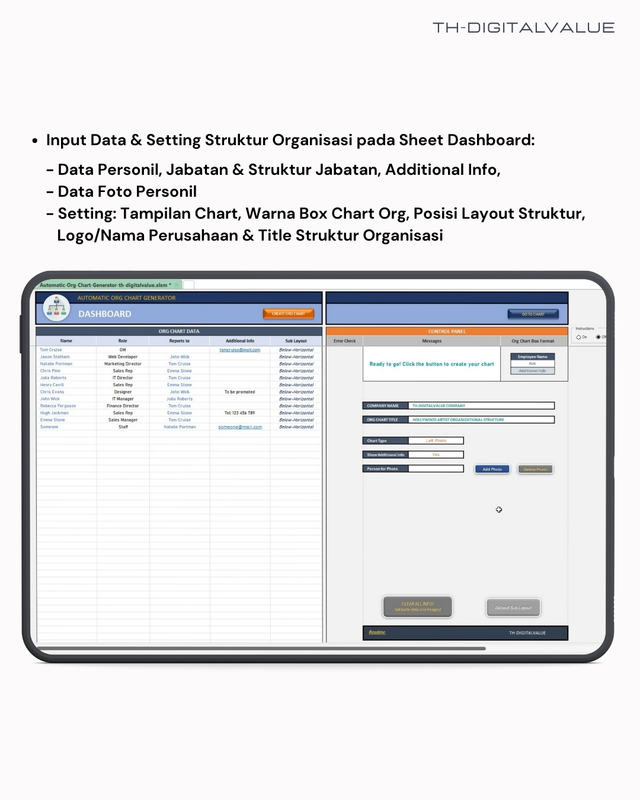 Highlight image 2 for Automatic Organizational Chart Generator - Excel Template